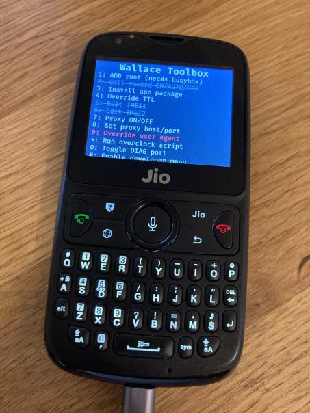 A photo of JioPhone 2 running Luxferre's Wallace toolbox by tbrrss